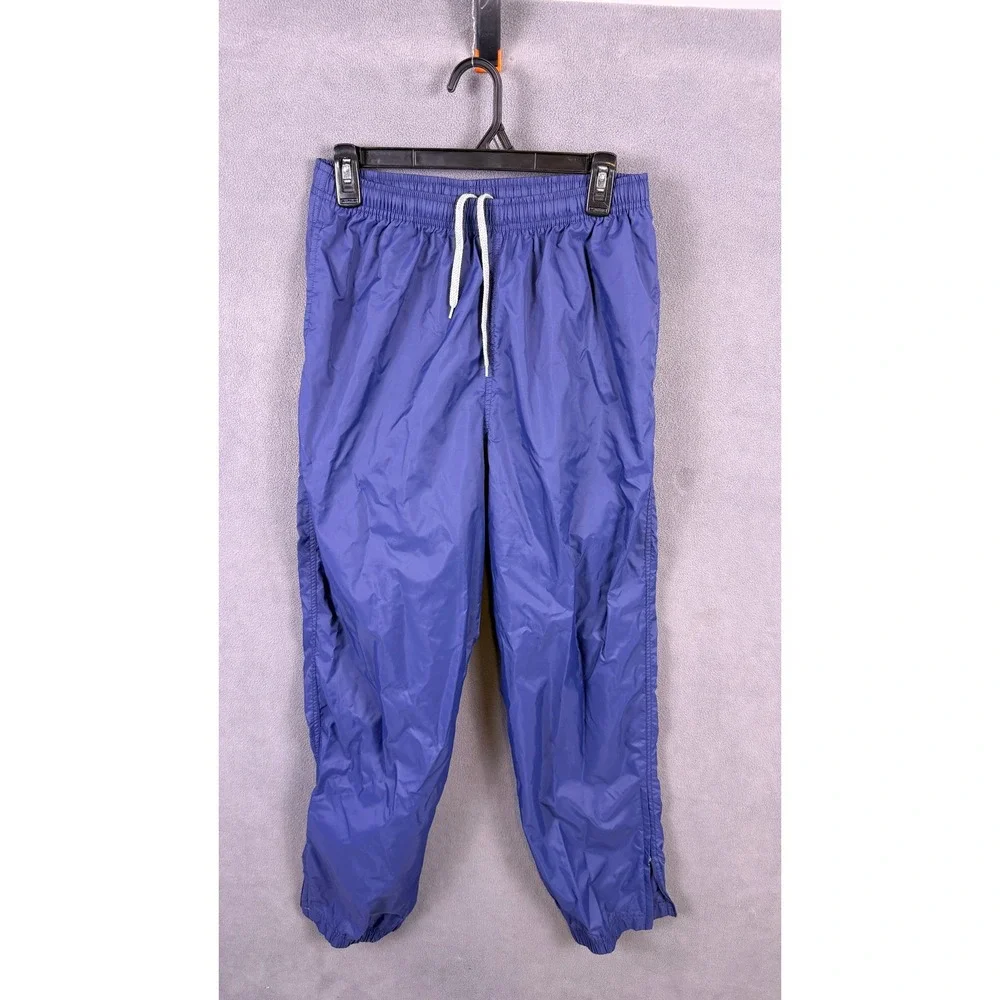 VTG Nike Windbreaker Track Pants Boys L Blue Swish Logo Ankle Zip